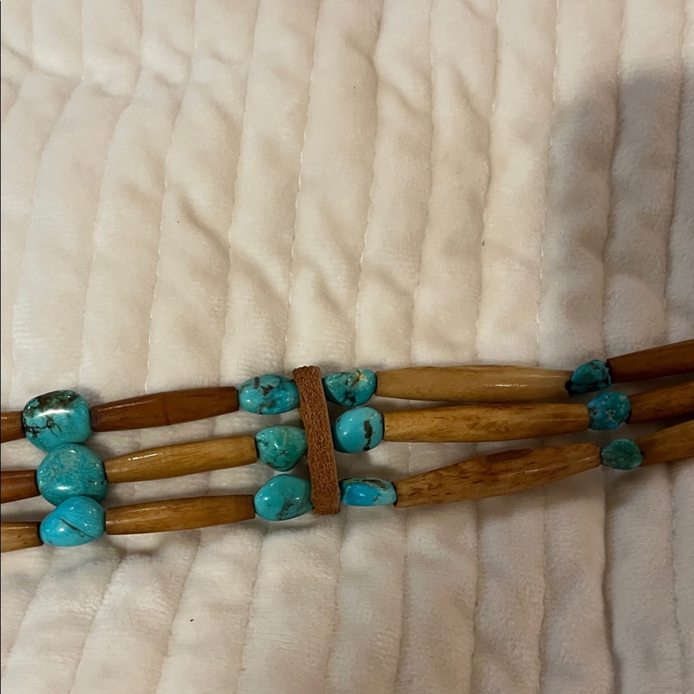 Turquoise and Brown Beaded Necklace